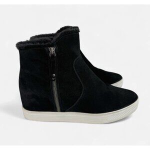 Caslon Black Suede Ankle Boots 10.5 M Water Resistant Side Zip Hidden Wedge